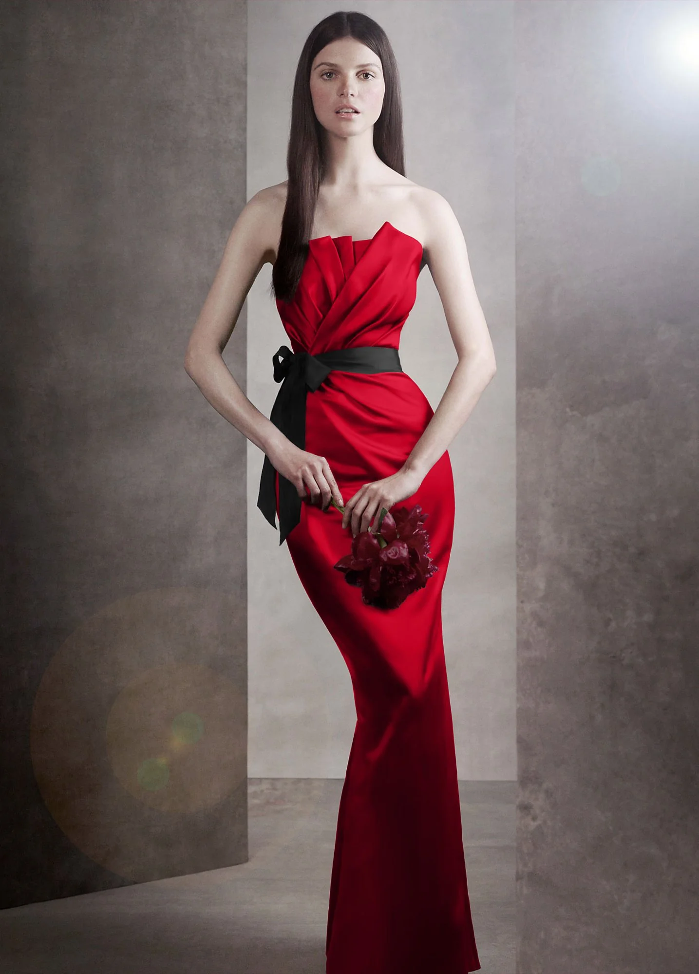 Draped Satin Dress with Grosgrain Sash - Image 6