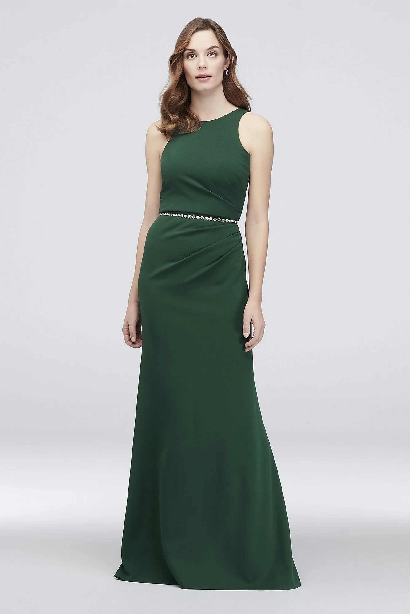 Draped Scuba Crepe High-Neck Mermaid Dress - Image 3