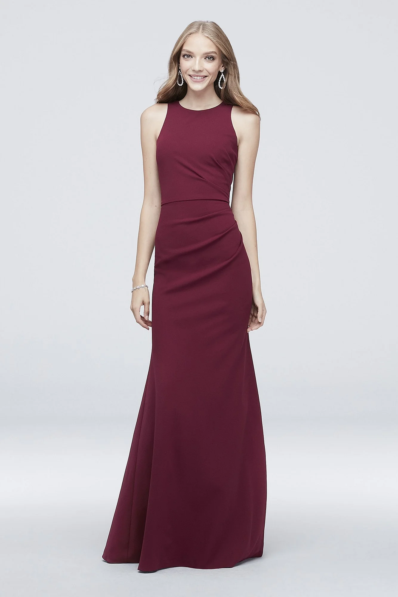 Draped Scuba Crepe High-Neck Mermaid Dress - Image 4