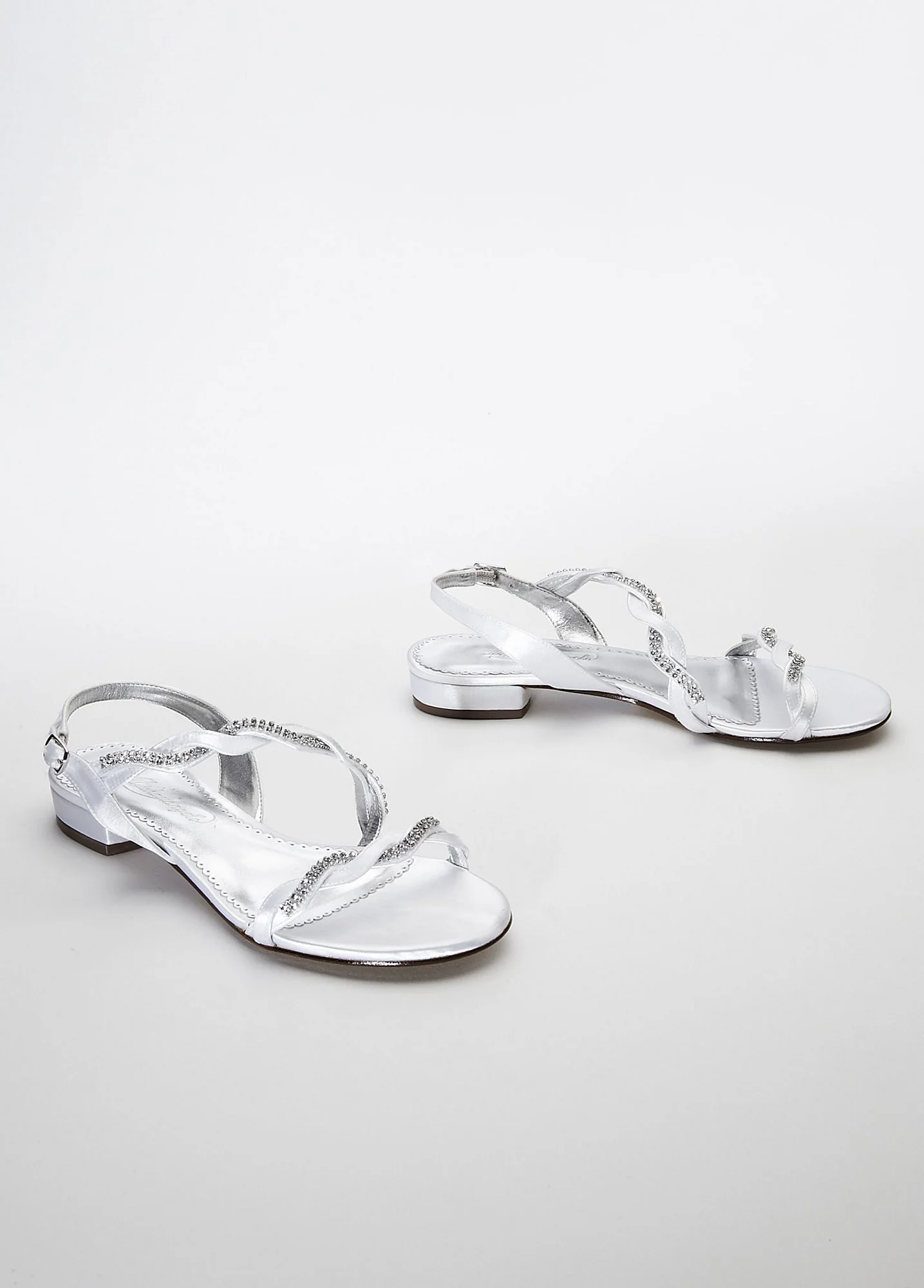 Dyeable Flat with Twisted Straps and Rhinestones