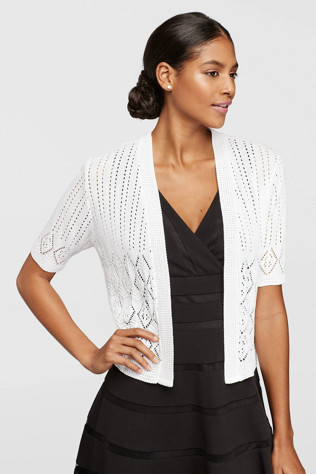 Elbow Sleeve Pointelle Shrug - Image 3