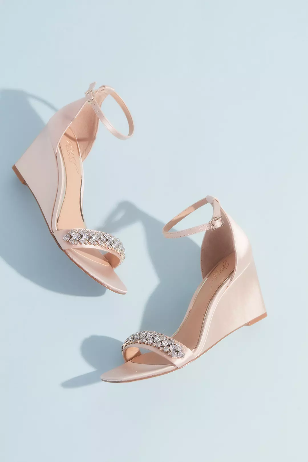 Elegant Satin Wedges with Crystal Accent - Image 2