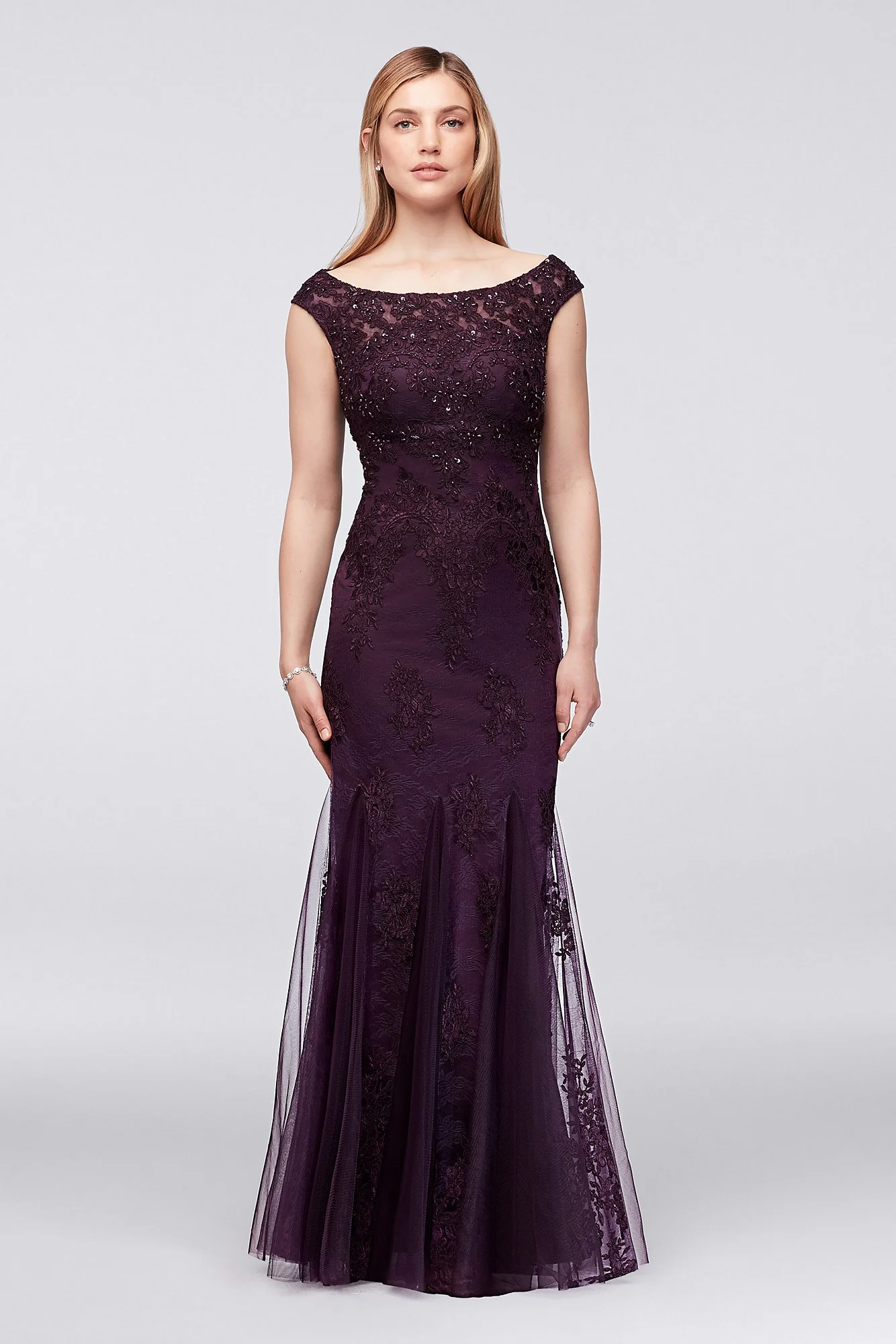 Embellished Floral Lace and Tulle Mermaid Dress