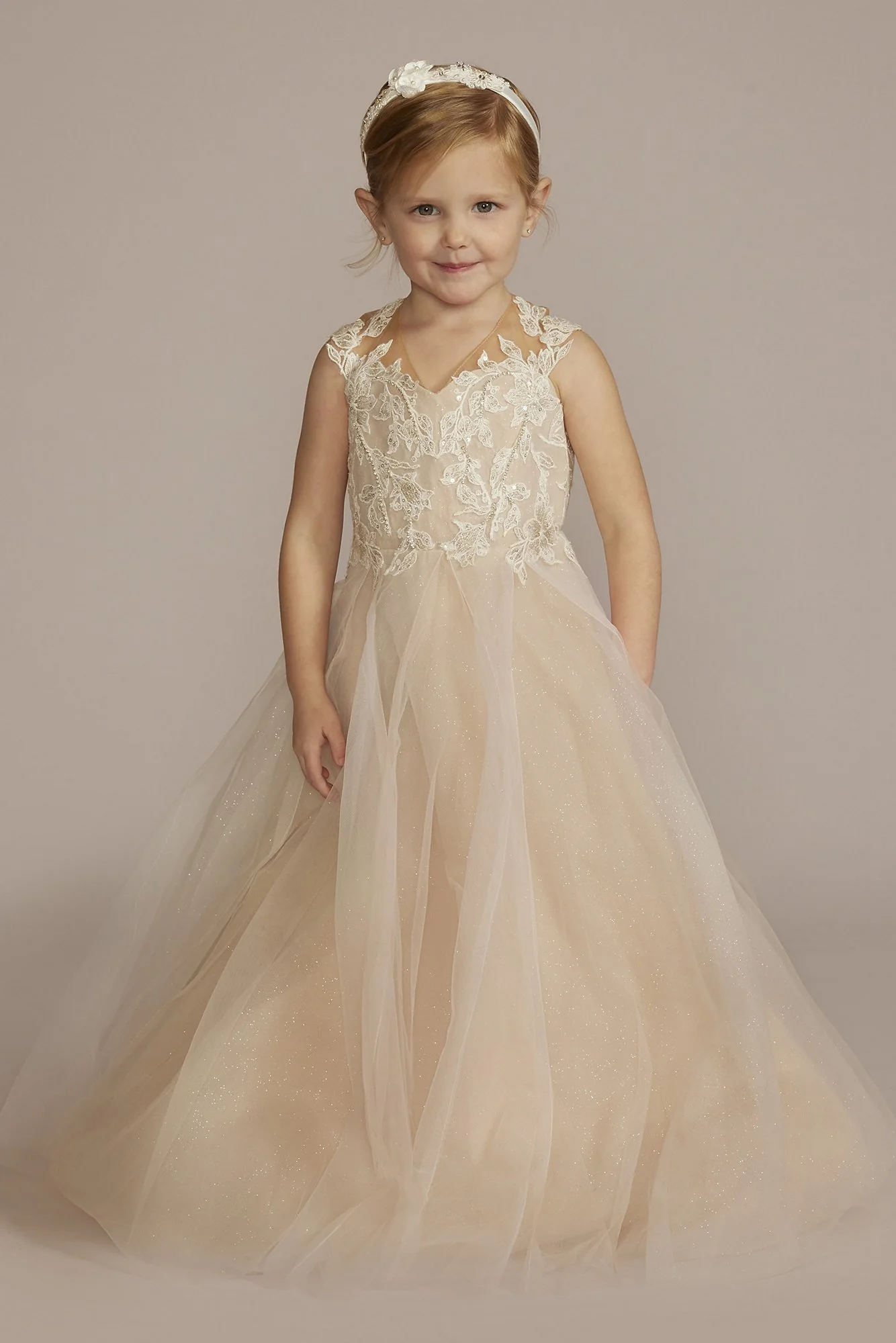 Embellished Glitter Tulle Flower Girl Dress - Image 3