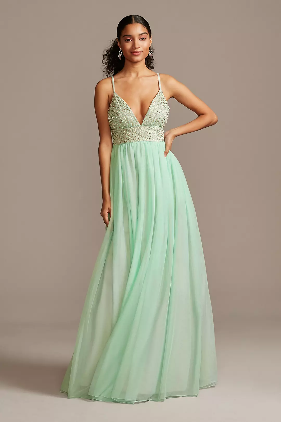 Embellished Gown with Pluging Beaded Bodice - Image 3