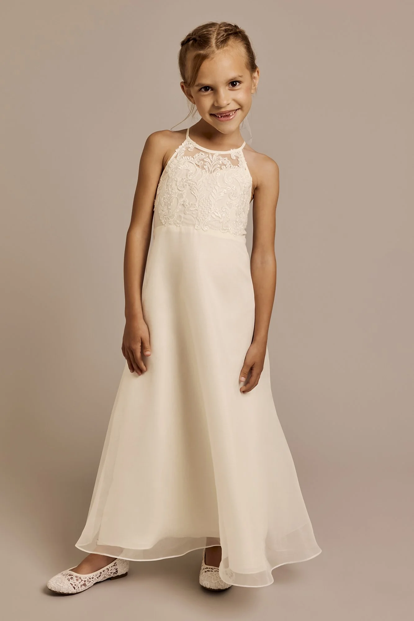 Embellished Halter Neck A-Line Flower Girl Dress - Image 2