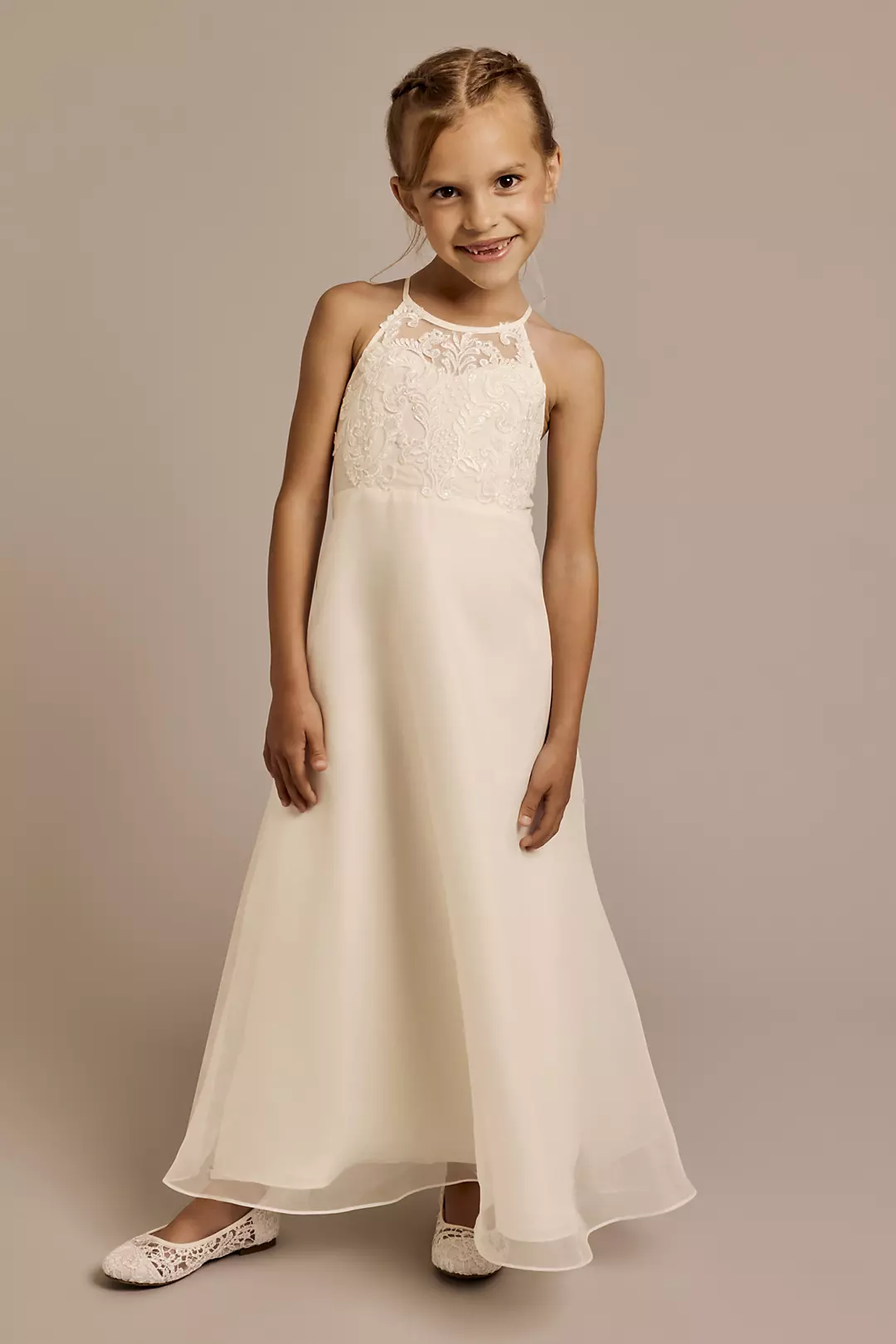 Embellished Halter Neck A-Line Flower Girl Dress - Image 3