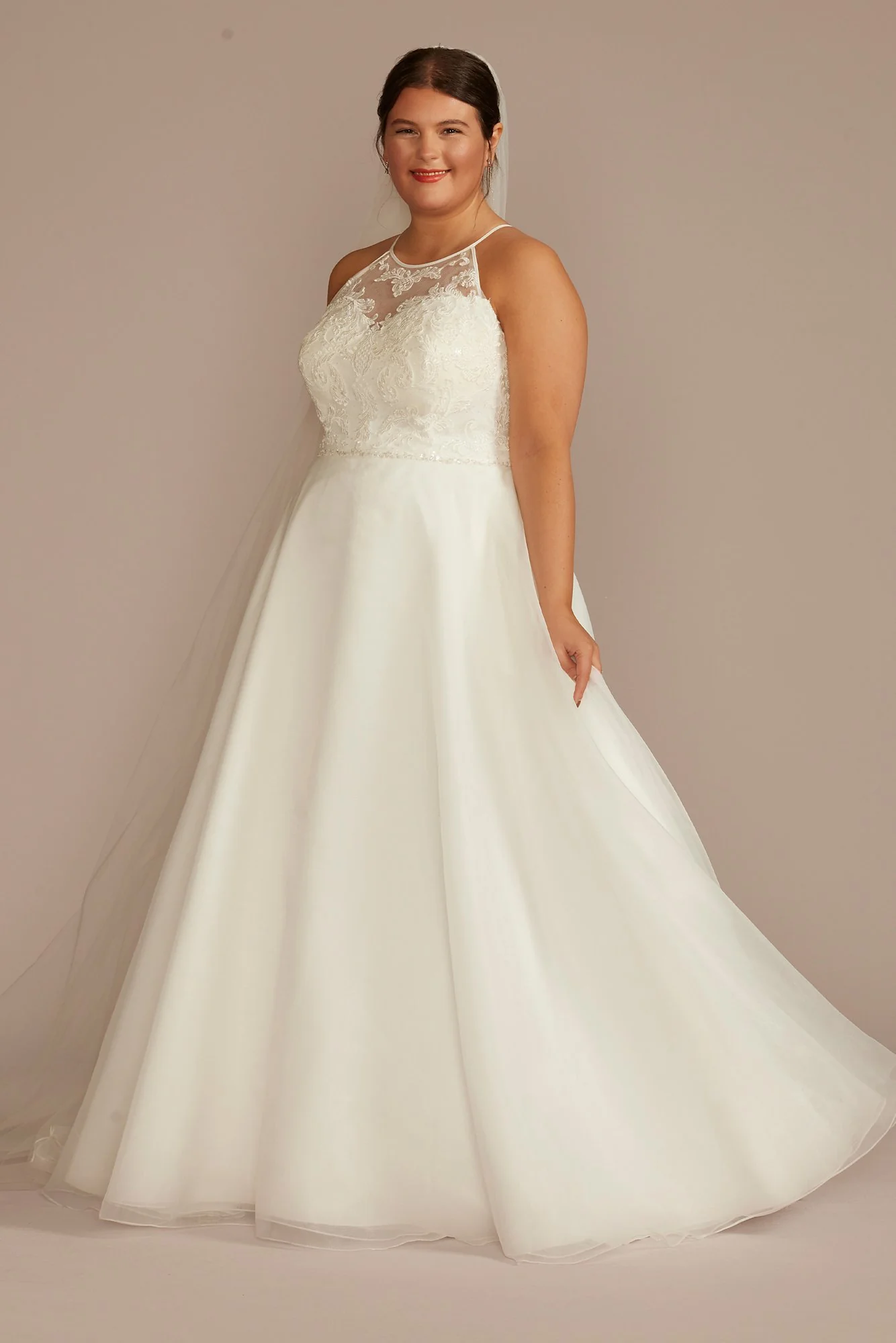 Embellished Halter Neck A-Line Wedding Dress