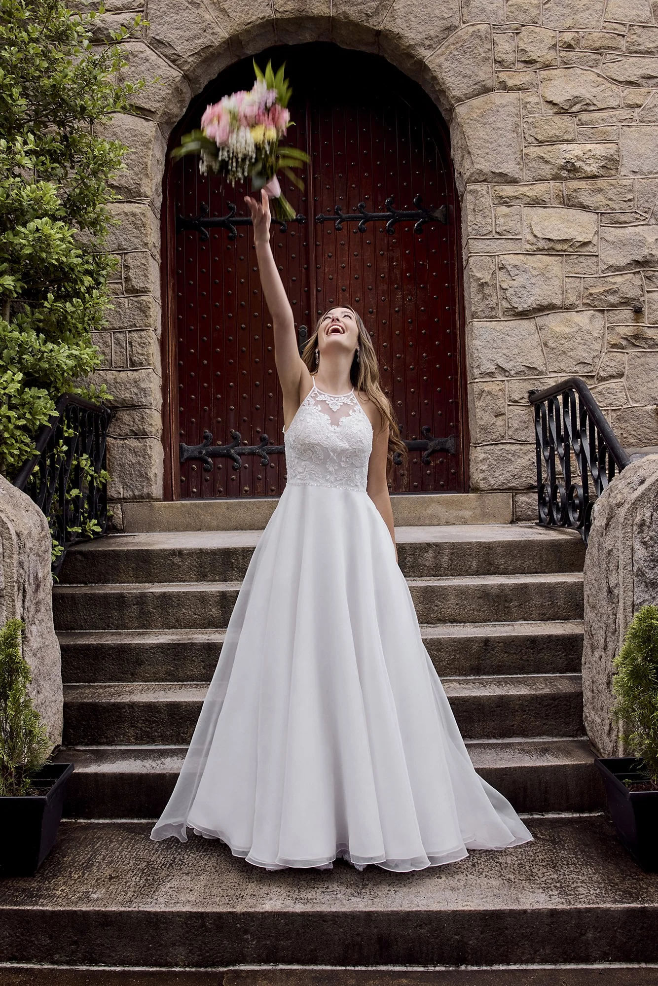 Embellished Halter Neck A-Line Wedding Dress - Image 5