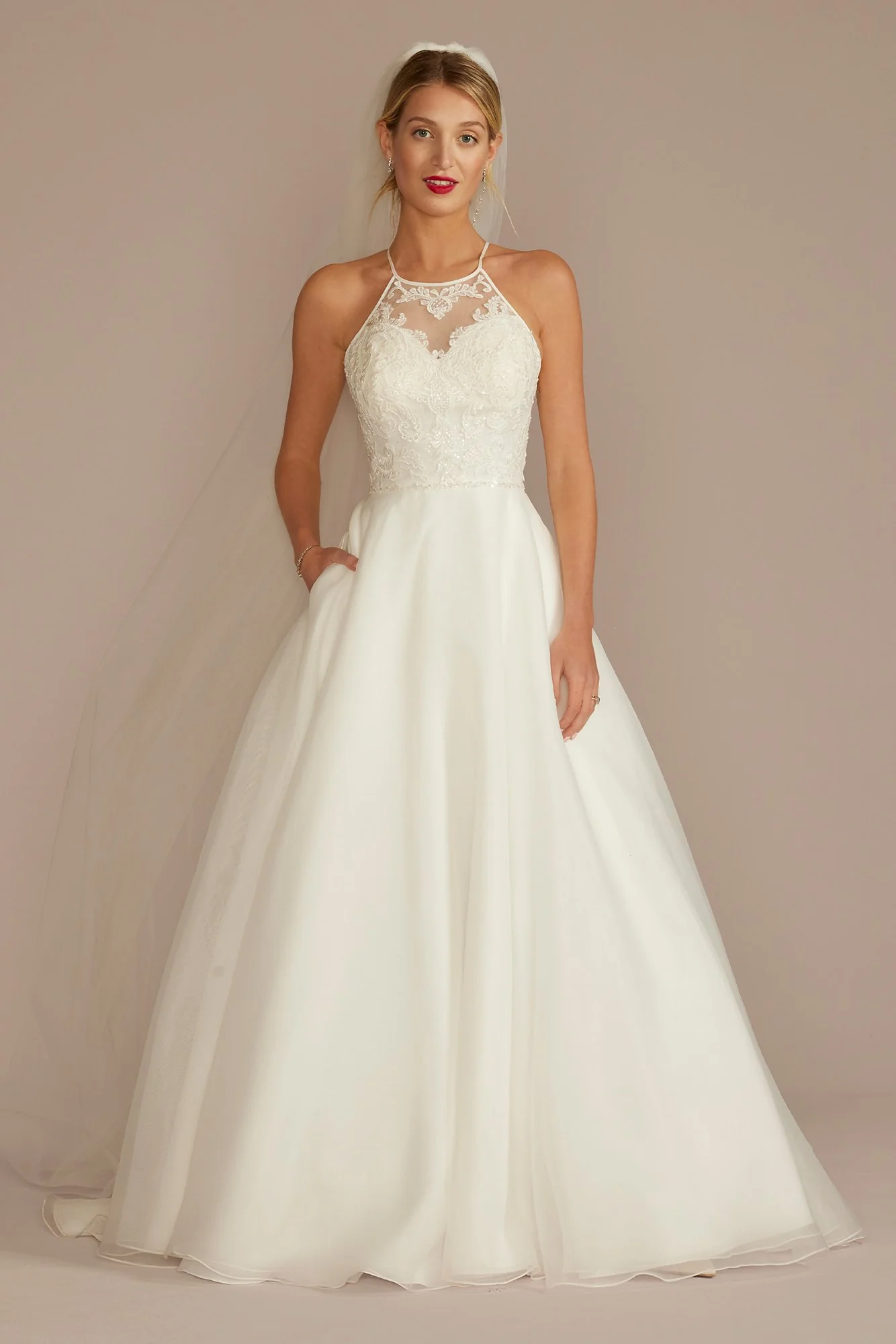 Embellished Halter Neck A-Line Wedding Dress - Image 6