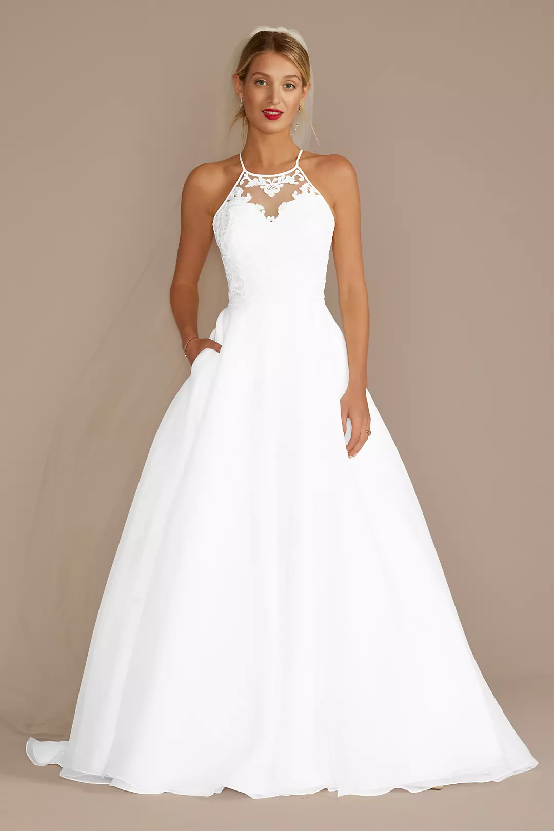 Embellished Halter Neck A-Line Wedding Dress - Image 9