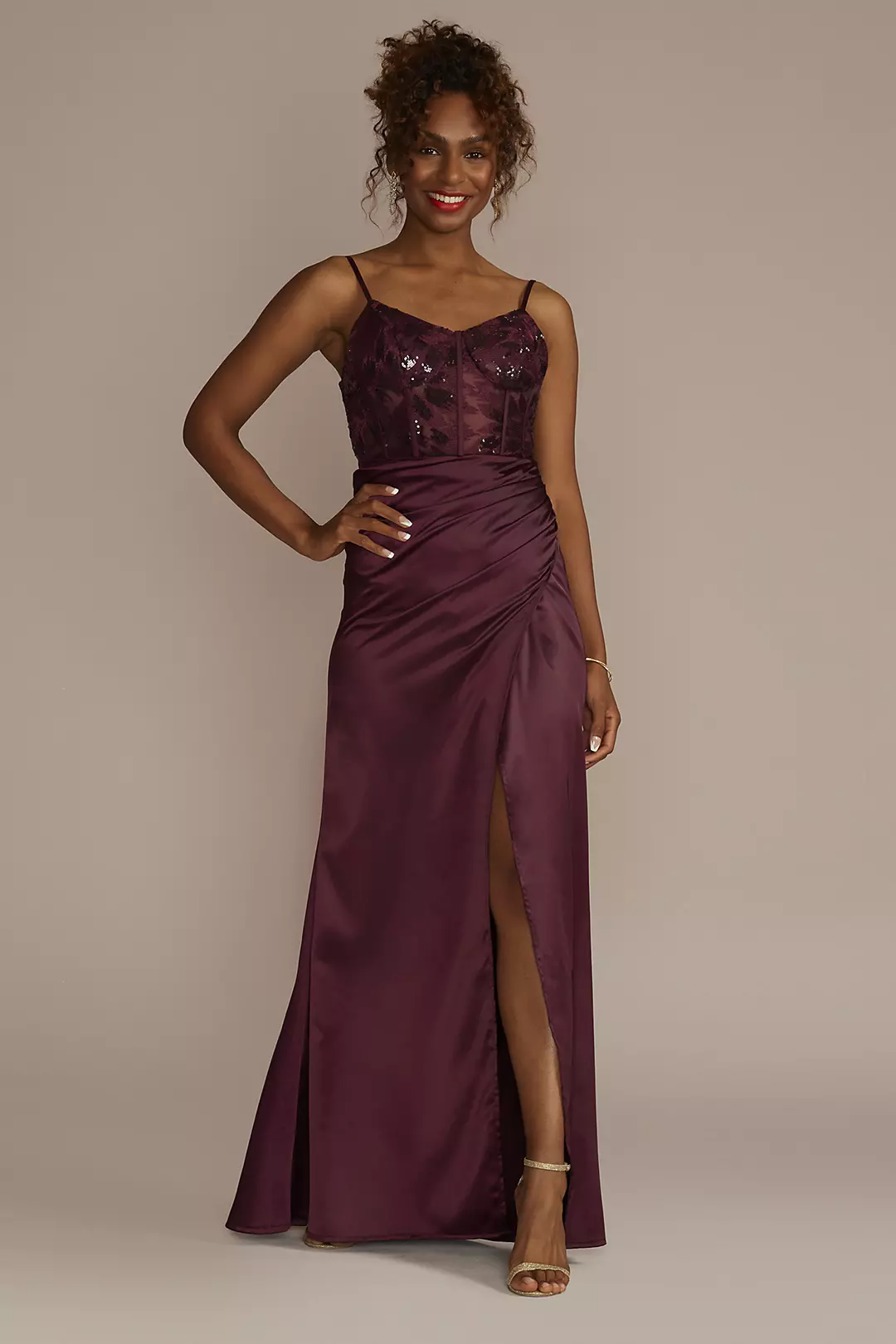 Embellished Illusion Corset with Draped Skirt - Image 3