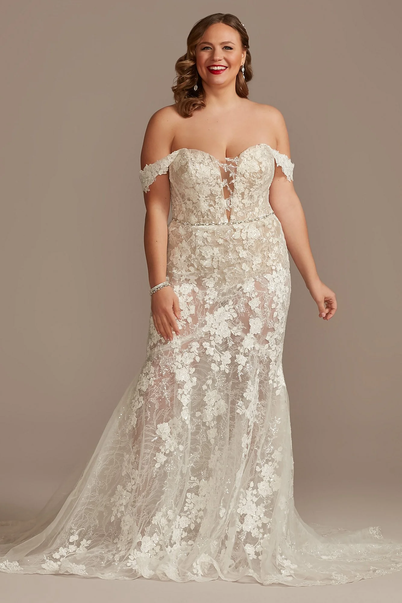 Embellished Illusion Lace Bodysuit Wedding Dress - Image 11