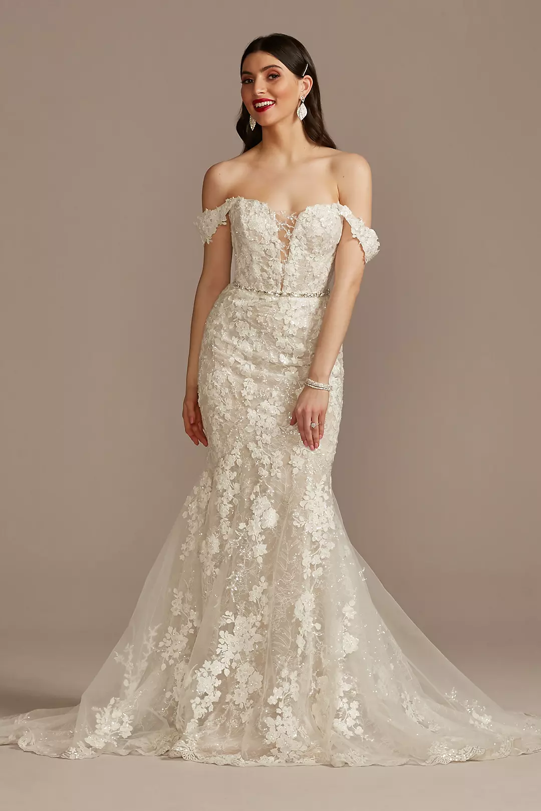 Embellished Illusion Lace Bodysuit Wedding Dress - Image 21