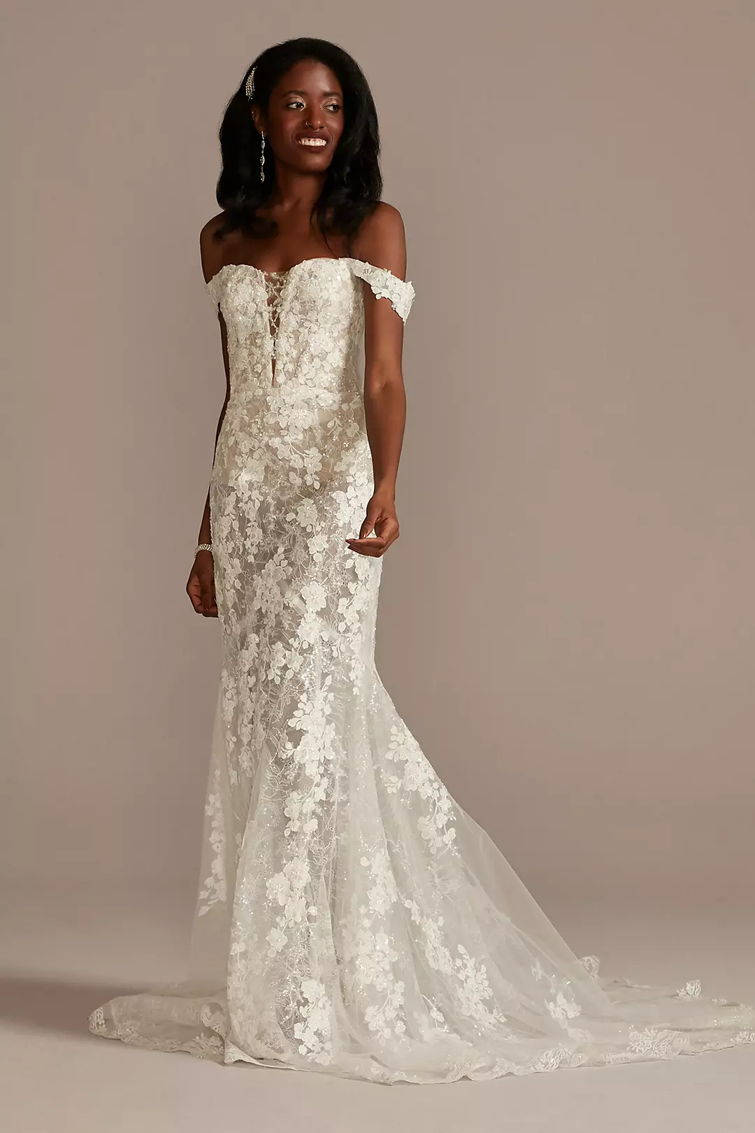 Embellished Illusion Lace Bodysuit Wedding Dress - Image 33