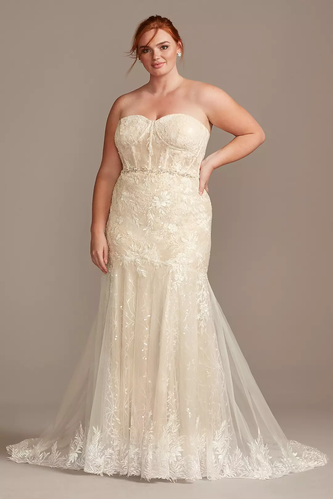 Embellished Lace Corset Bodice Wedding Dress - Image 16