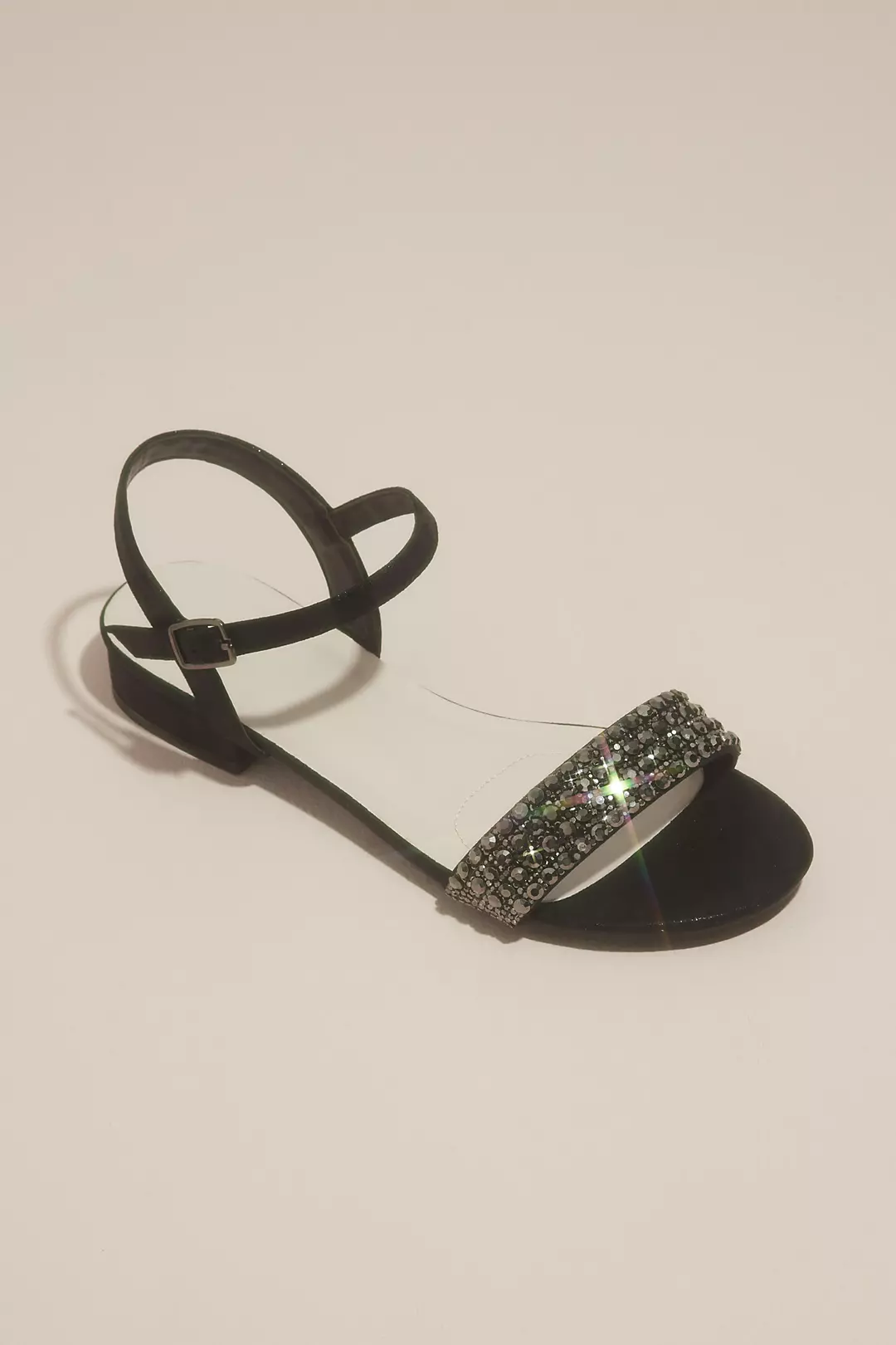 Embellished Low Block Heel Sandal with Ankle Strap