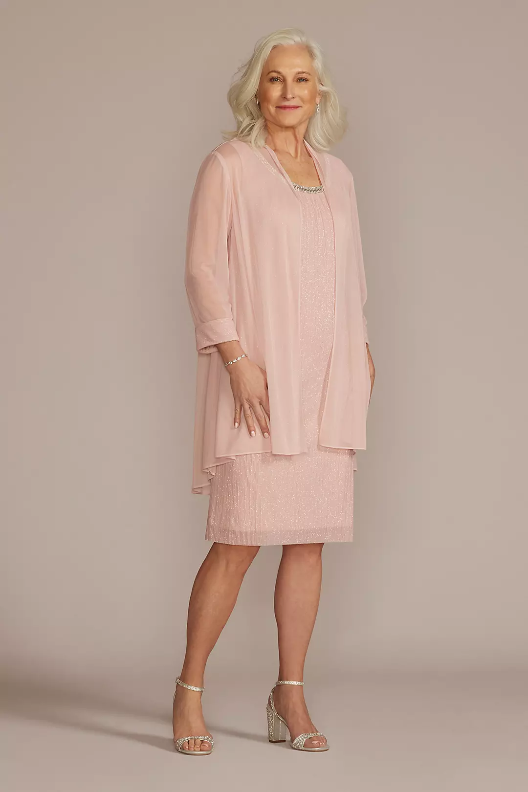 Embellished Scoop Neck Short Jacket Sheath Dress - Image 8
