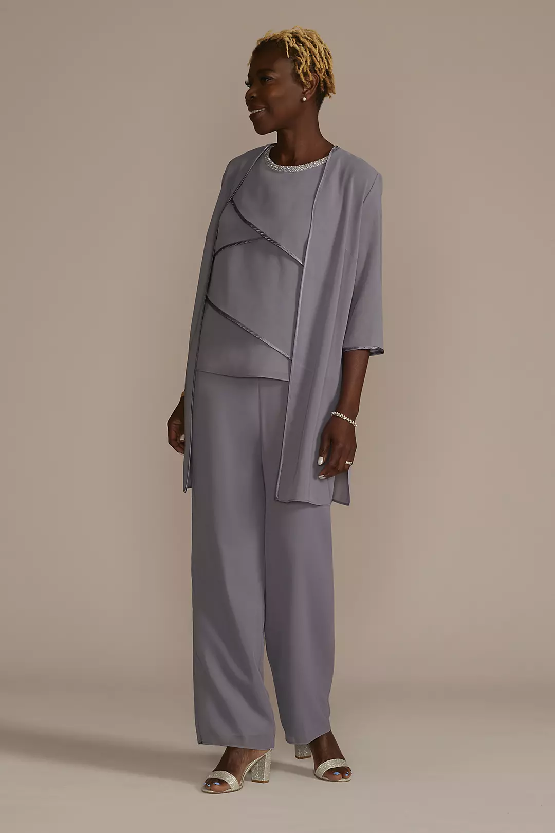 Embellished Tiered Georgette Three-Piece Pantsuit - Image 2