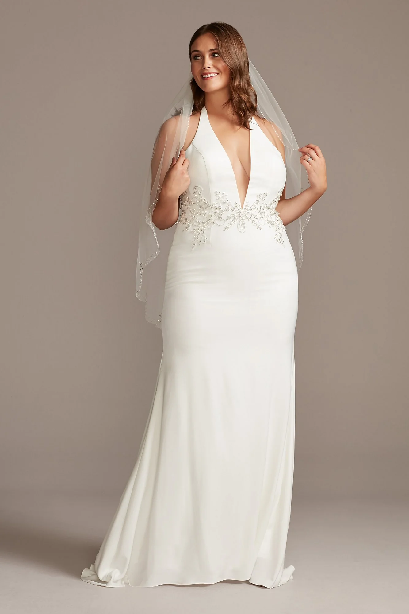 Embellished Waist Halter Wedding Dress - Image 4