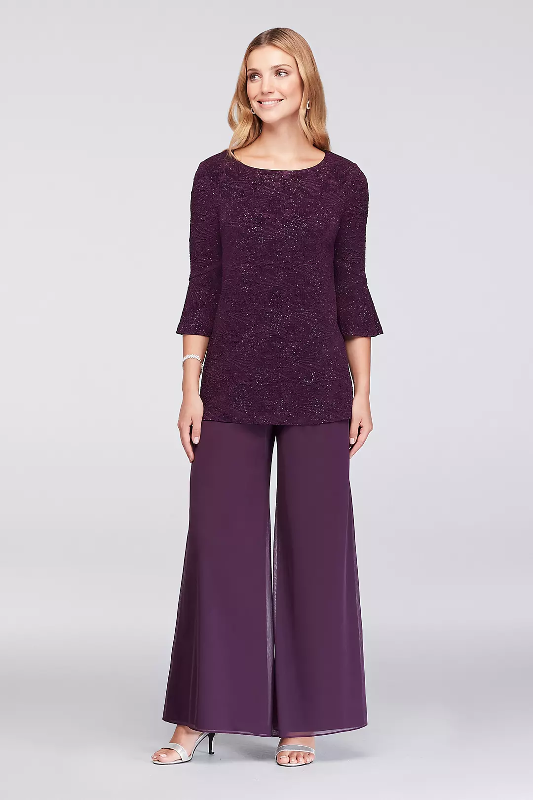 Embossed Glitter Tunic and Chiffon Pants - Image 3