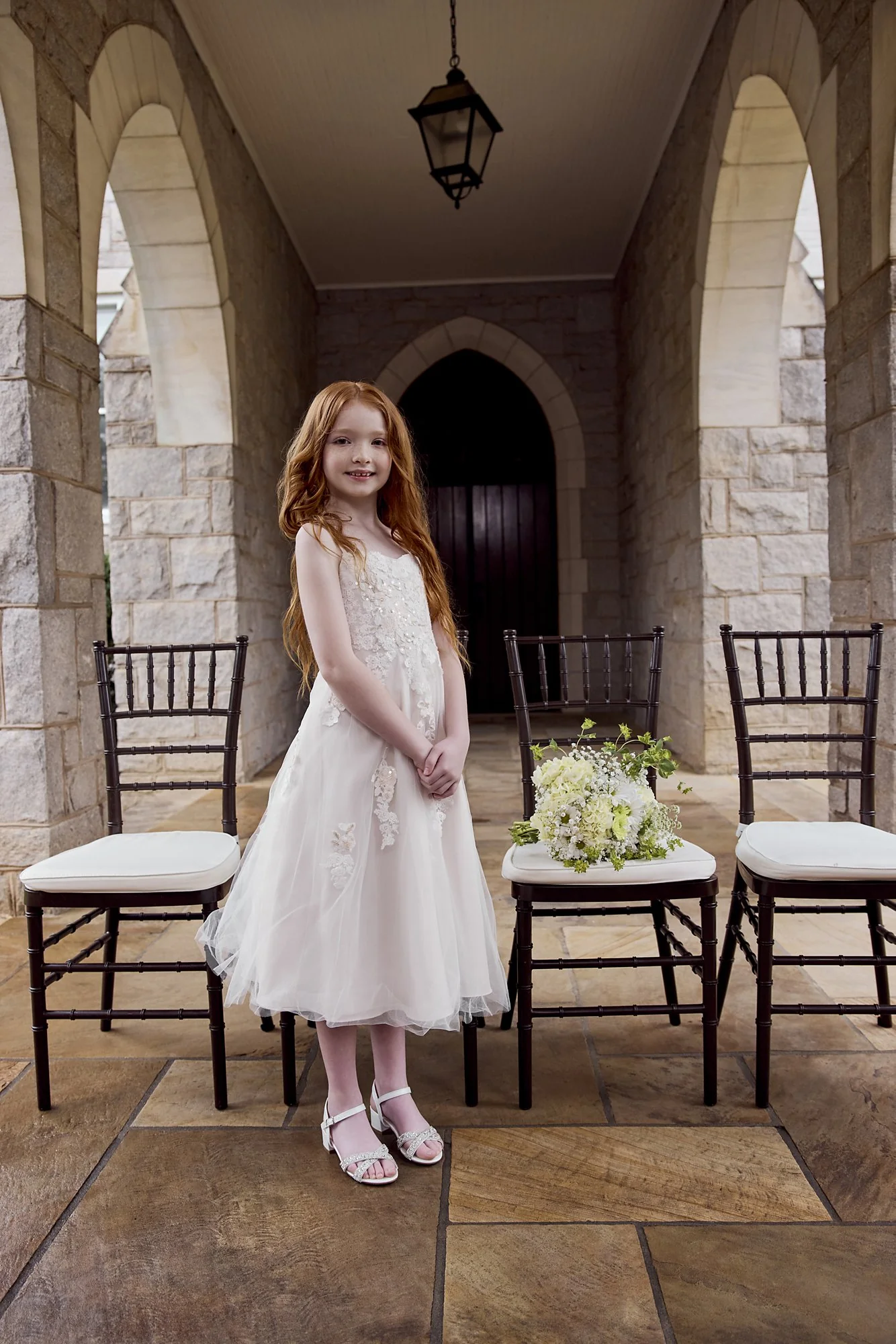 Embroidered Applique Ball Gown Flower Girl Dress