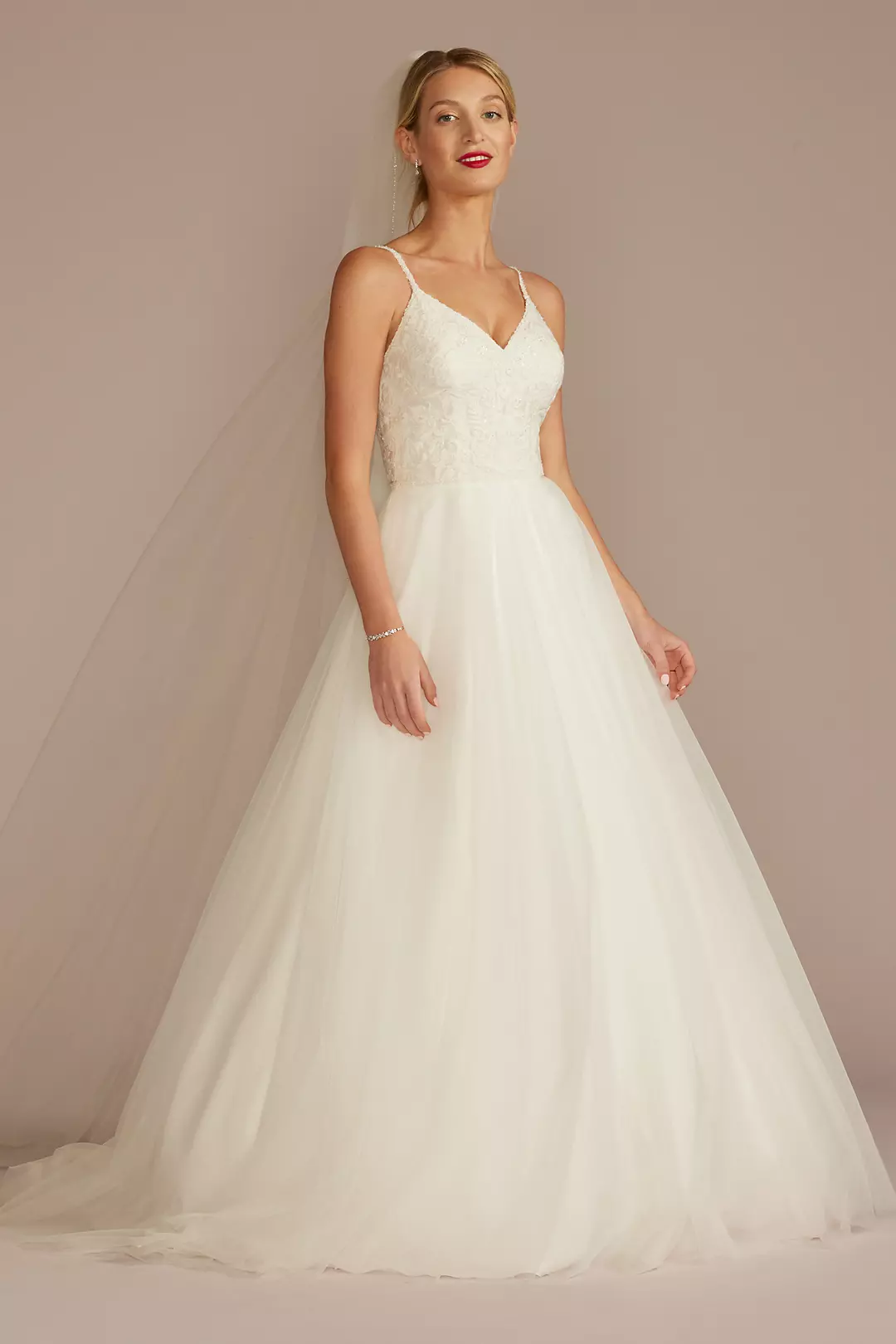 Embroidered Bodice Tie Back A-Line Wedding Dress - Image 20