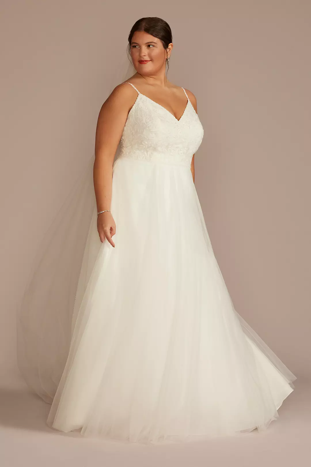 Embroidered Bodice Tie Back A-Line Wedding Dress - Image 9