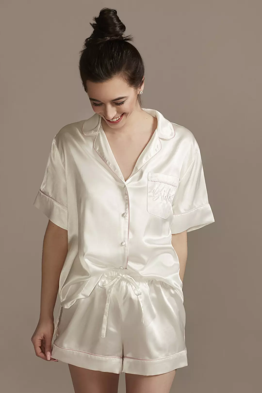 Embroidered Bride Pajama Shorts Set - Image 2