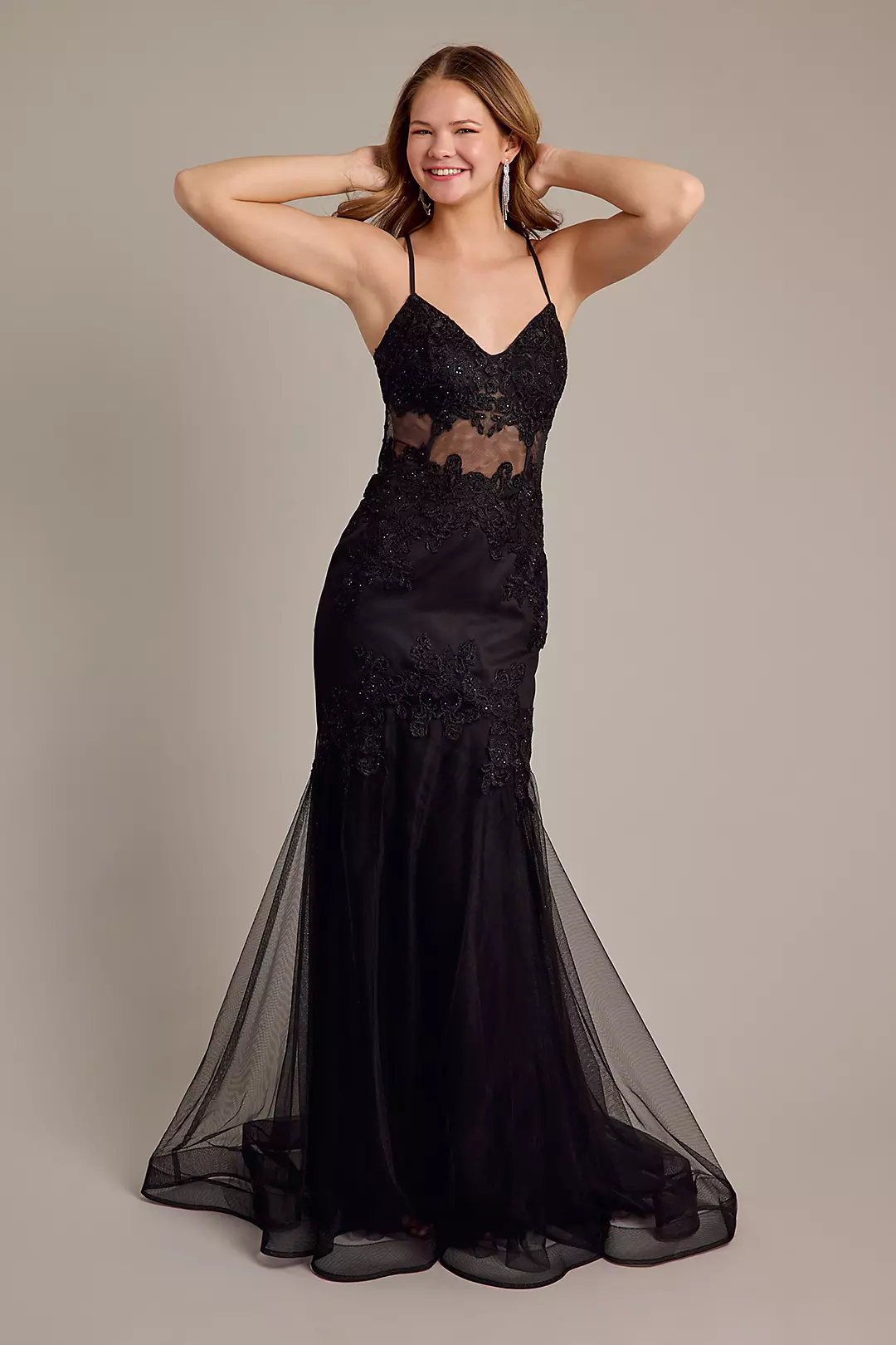 Embroidered Embellished Mermaid Trumpet Dress - Image 4