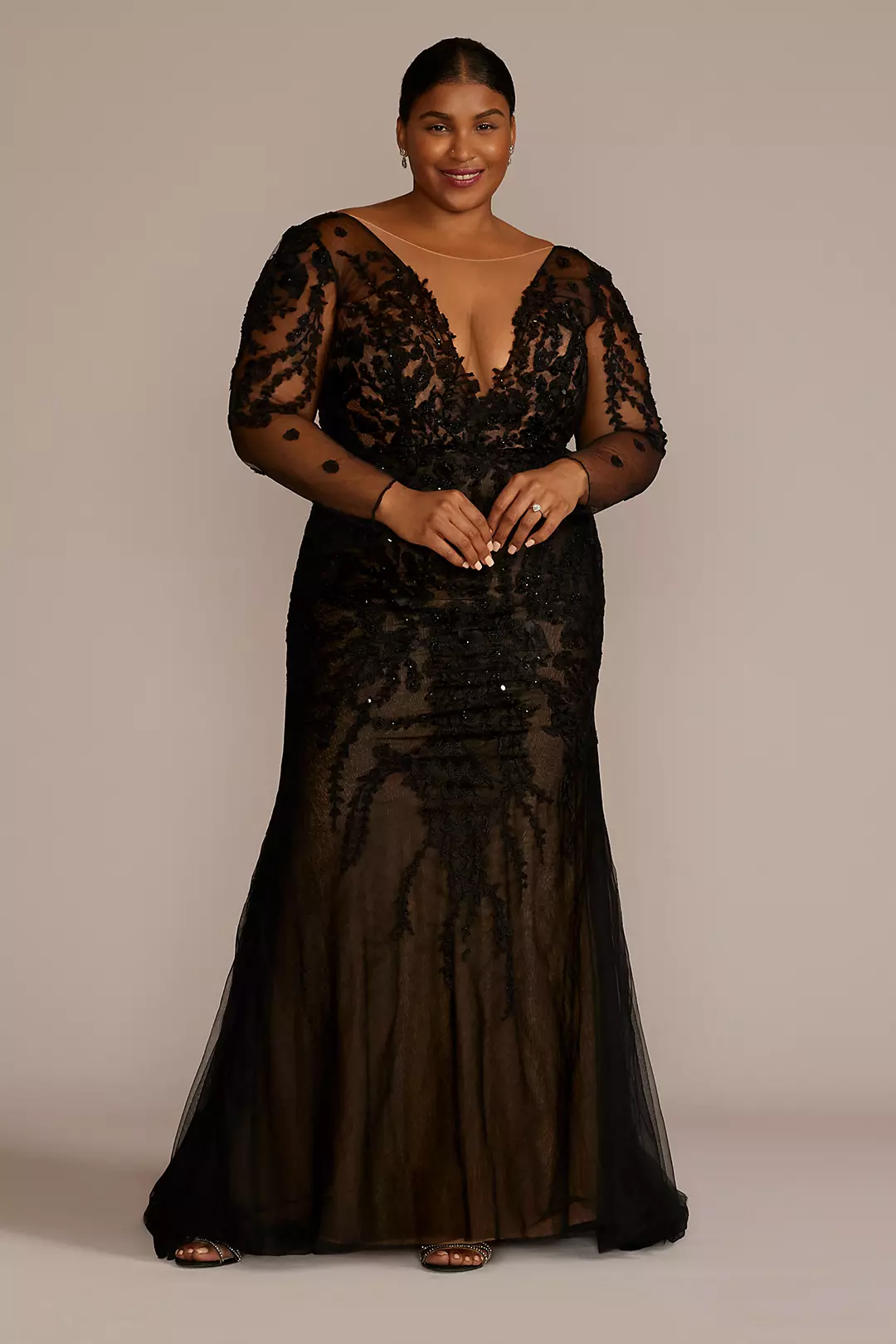 Embroidered Floral Illusion Bodysuit Wedding Dress - Image 21