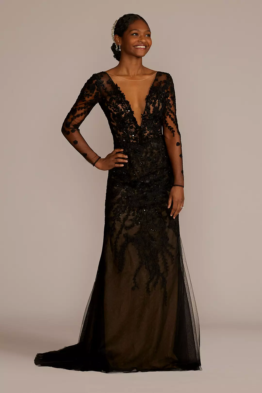 Embroidered Floral Illusion Bodysuit Wedding Dress - Image 24