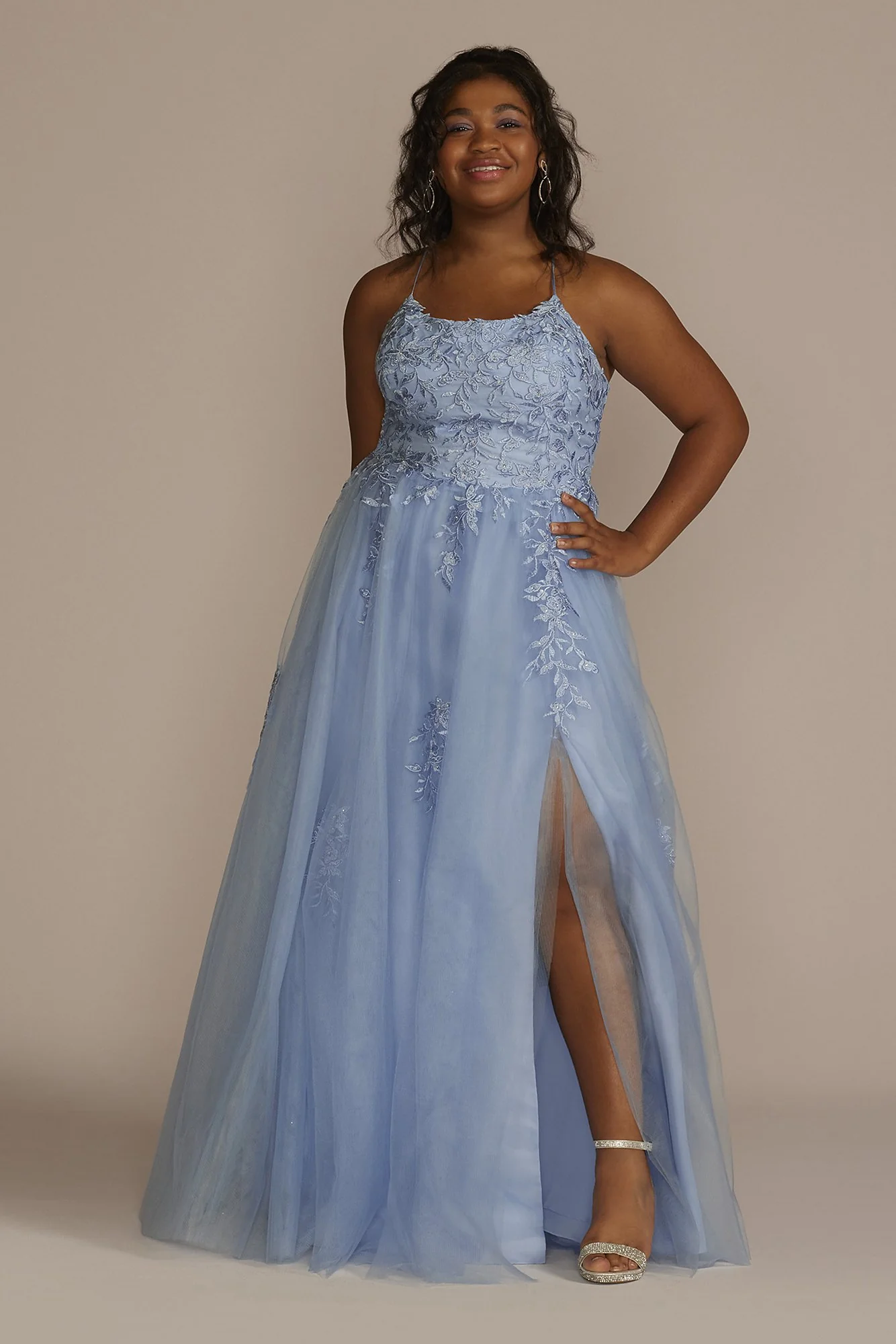 Embroidered Lace Tulle A-Line Dress