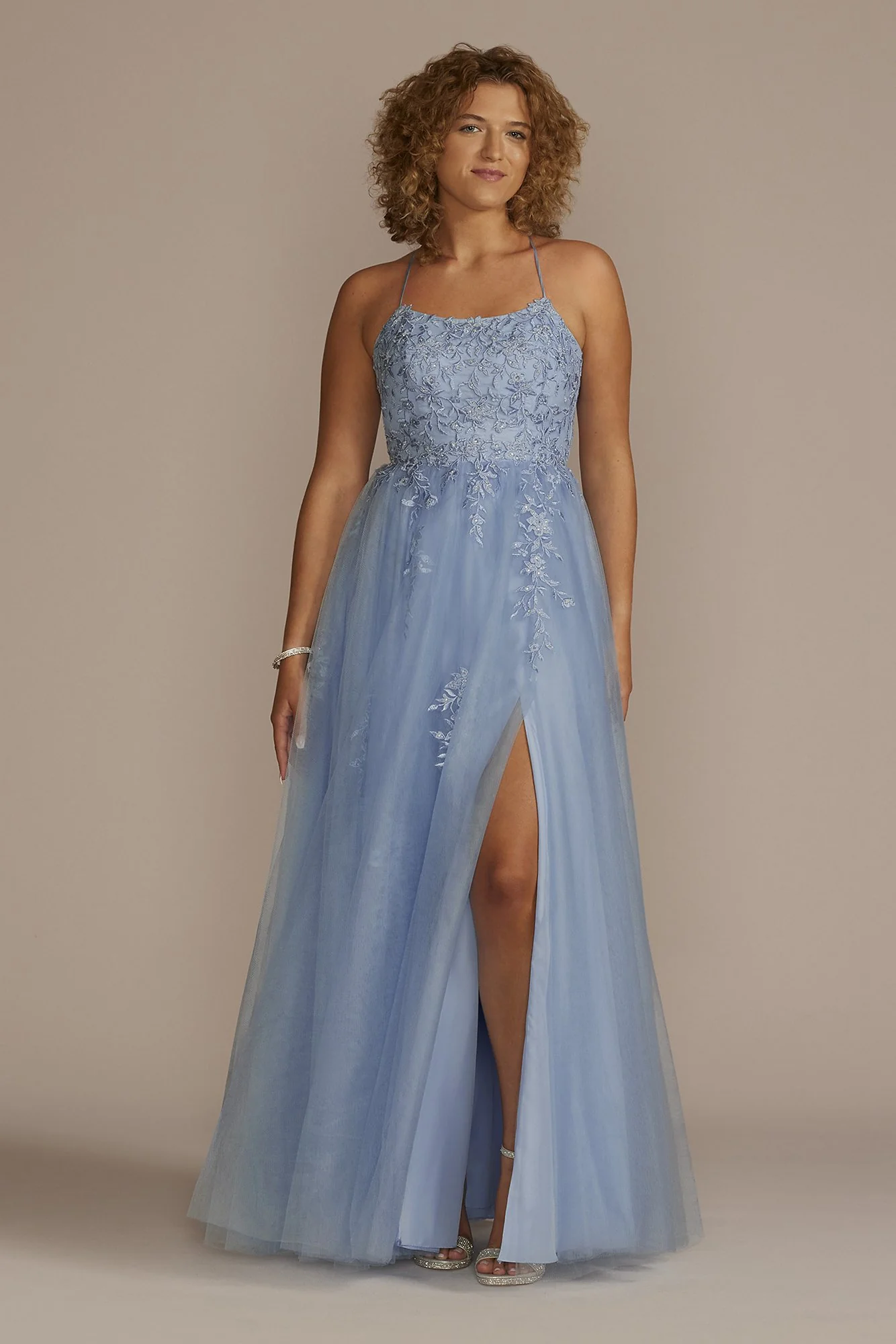 Embroidered Lace Tulle A-Line Dress - Image 2