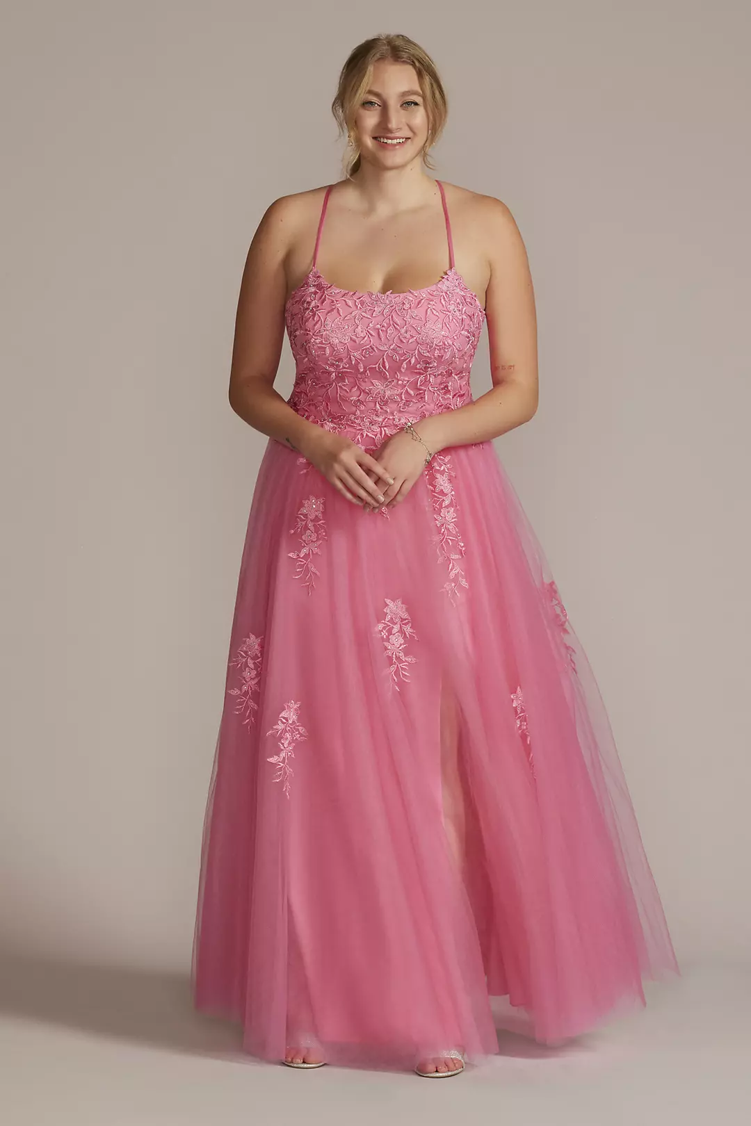 Embroidered Lace Tulle A-Line Dress - Image 5