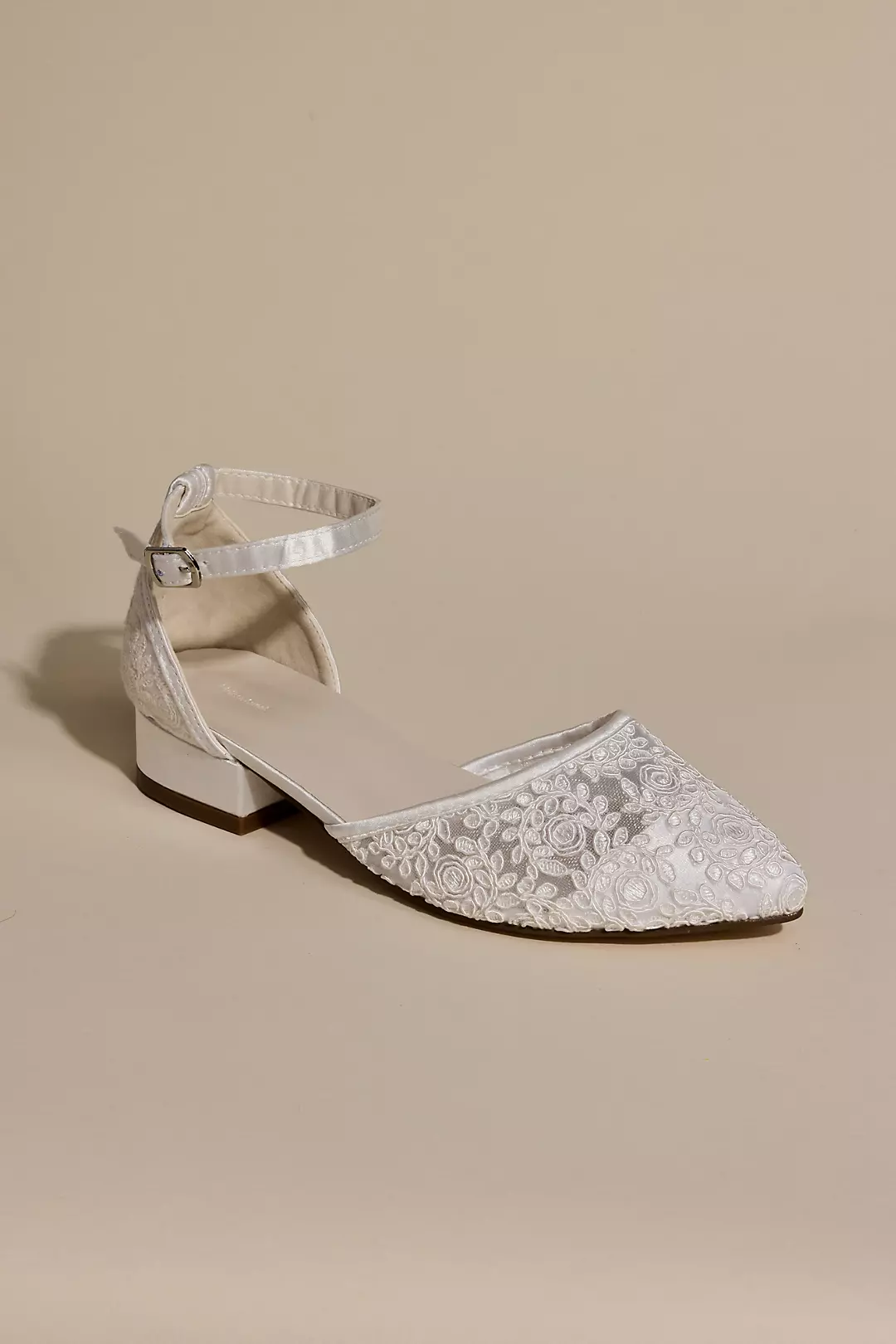 Embroidered Low Block Heels with Ankle Strap - Image 2
