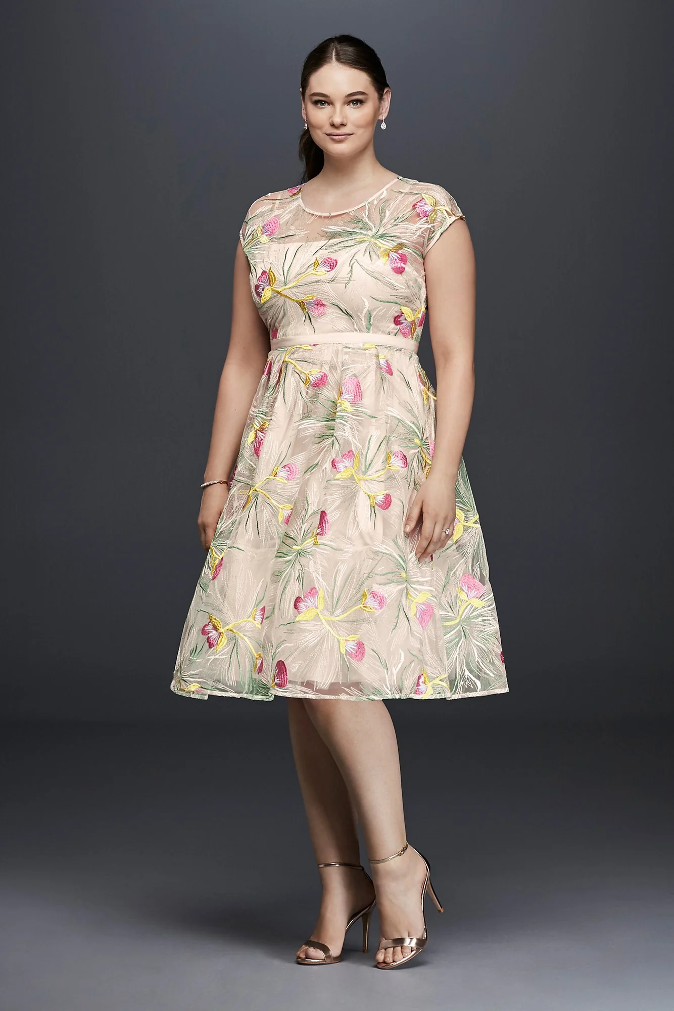 Embroidered Organza Fit-and-Flare Midi Dress - Image 2