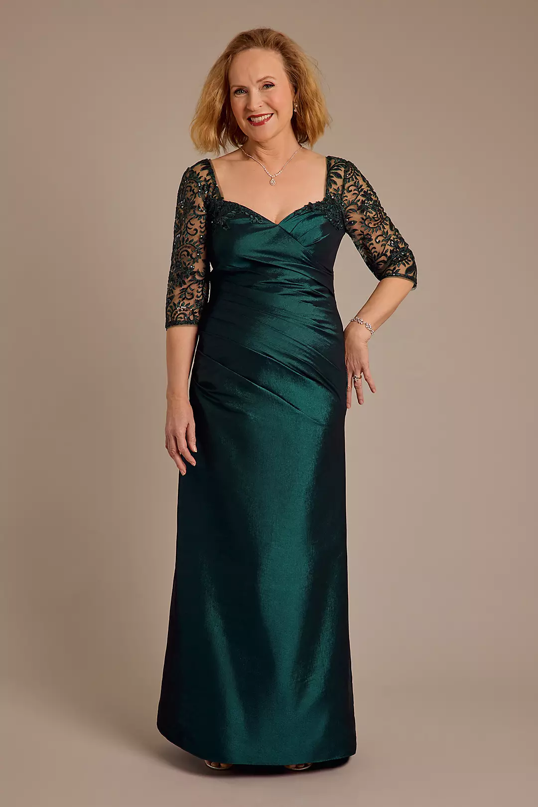 Embroidered Stretch Taffeta Mermaid Dress - Image 5
