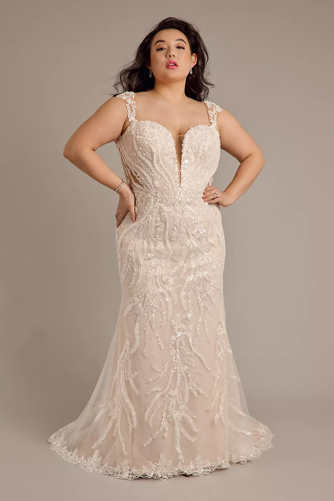 Embroidered Tulle Sweetheart Tank Mermaid Dress - Image 8