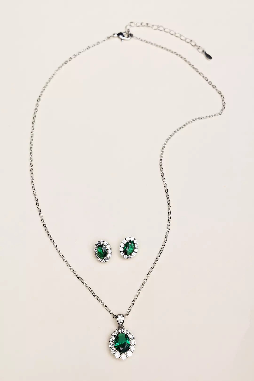 Emerald and Rhinestone Jewelry Set