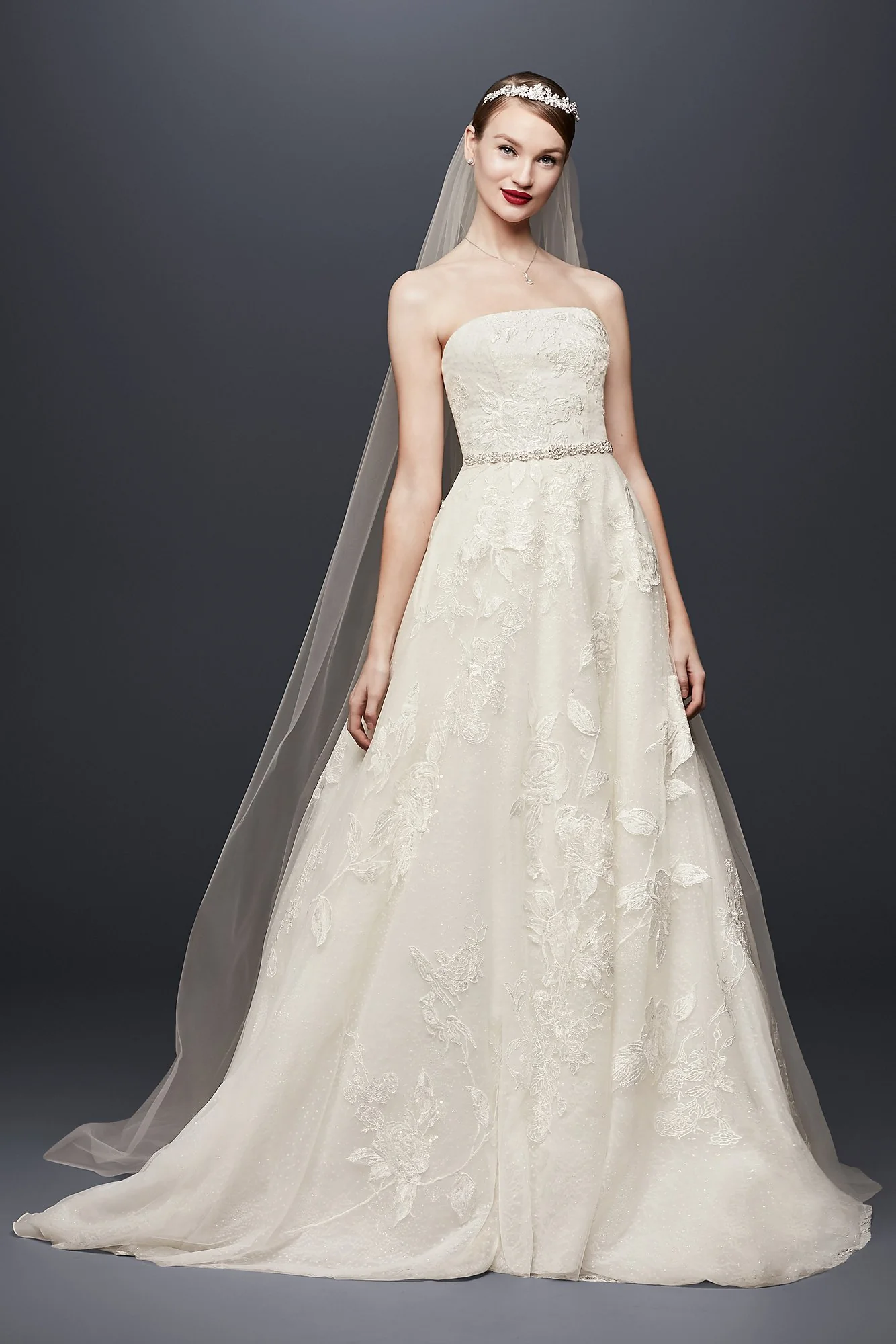 English Rose Lace Ball Gown Wedding Dress
