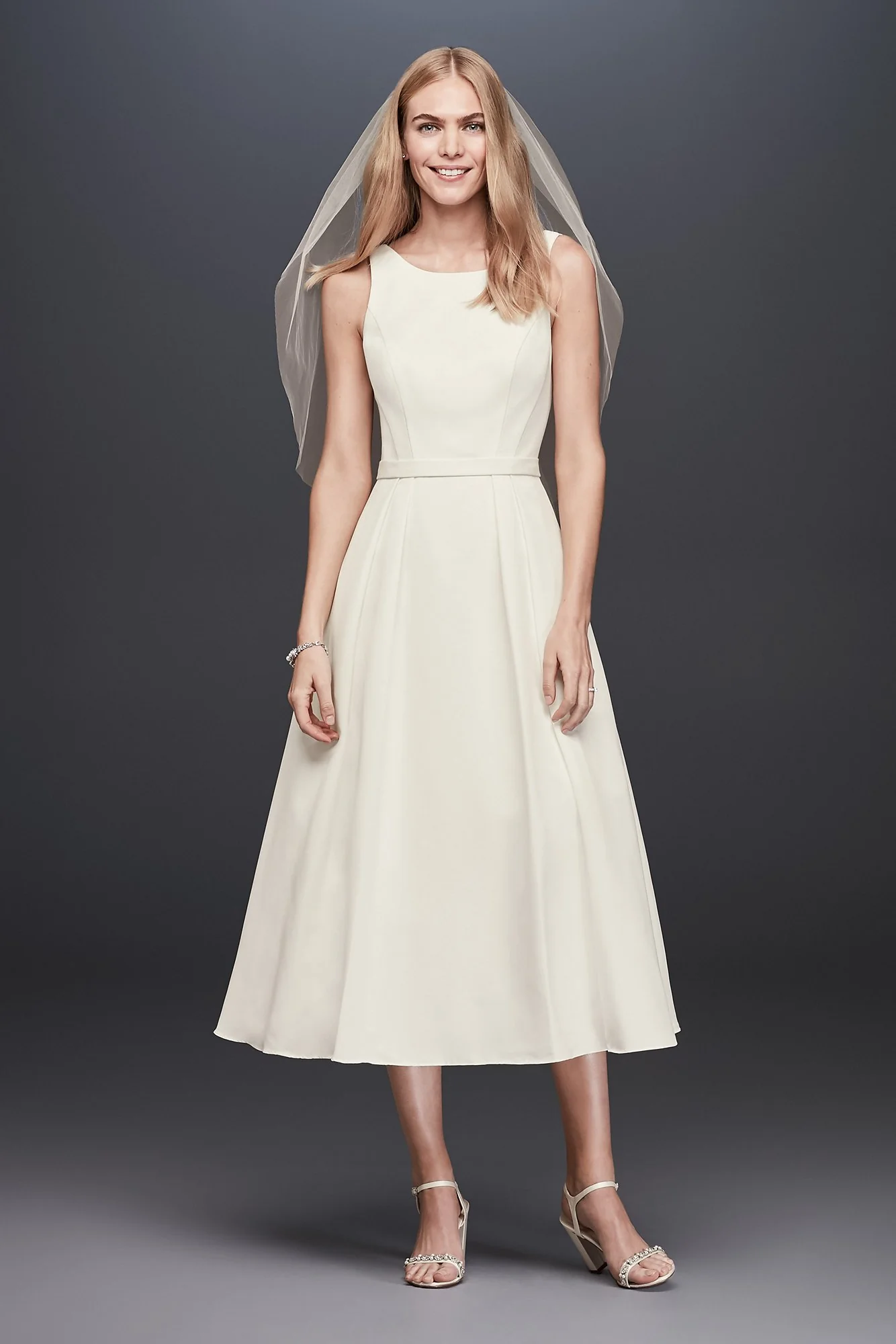 Faille Tea-Length A-Line Dress with Pockets - Image 2