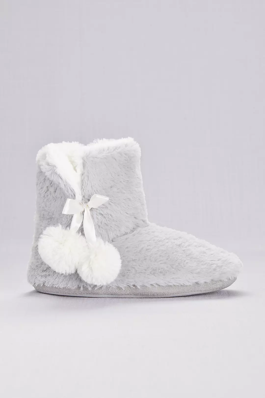 Faux-Fur Slipper Booties with Pom Poms - Image 2