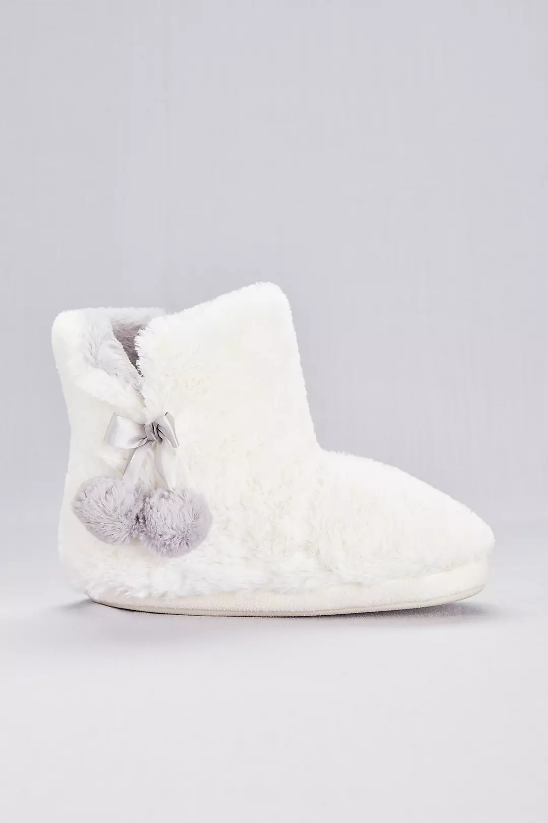 Faux-Fur Slipper Booties with Pom Poms - Image 3