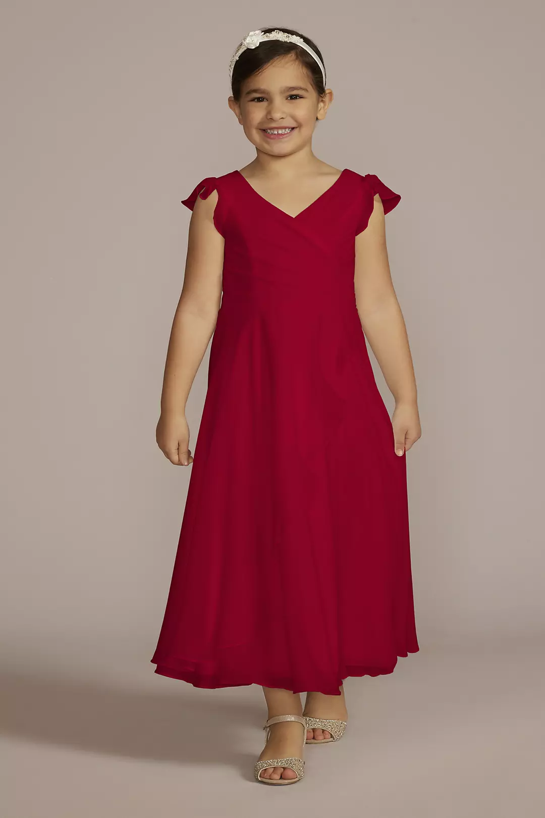 Faux-Wrap Flutter Sleeve Chiffon Flower Girl Dress - Image 20