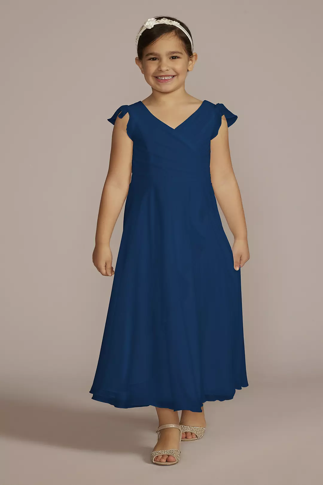 Faux-Wrap Flutter Sleeve Chiffon Flower Girl Dress - Image 33
