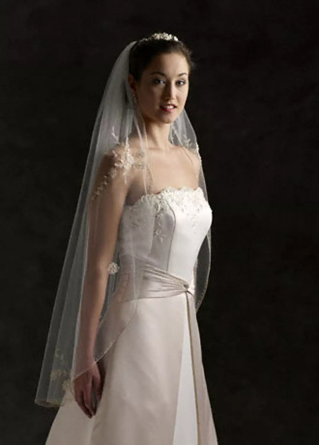 Fingertip Length Veil with Metallic Pencil Edge - Image 3