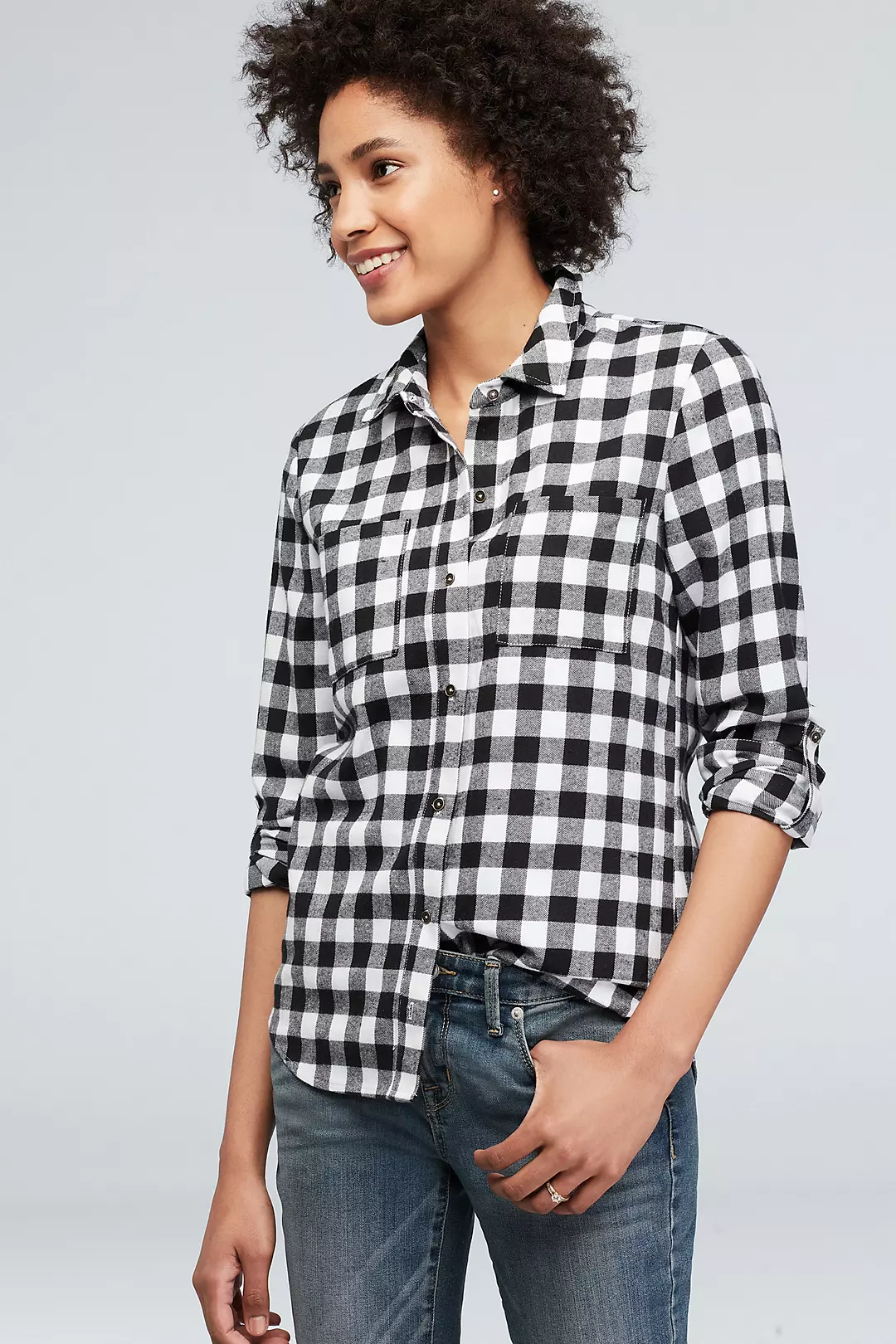 Flannel Check Bride Button-Down Sleep Shirt - Image 2