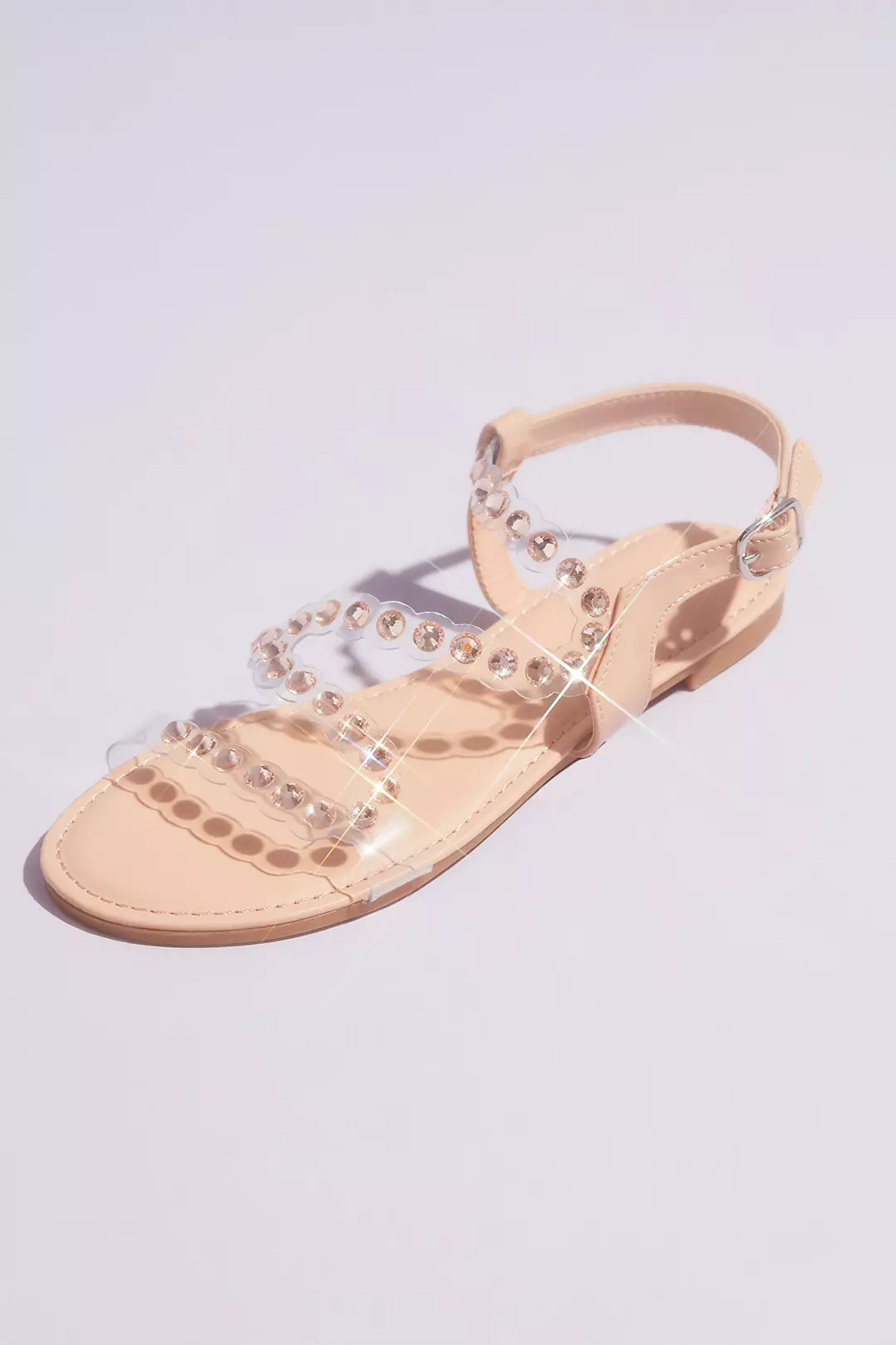 Flat Clear Strap Sandals with Iridescent Studs - Image 2