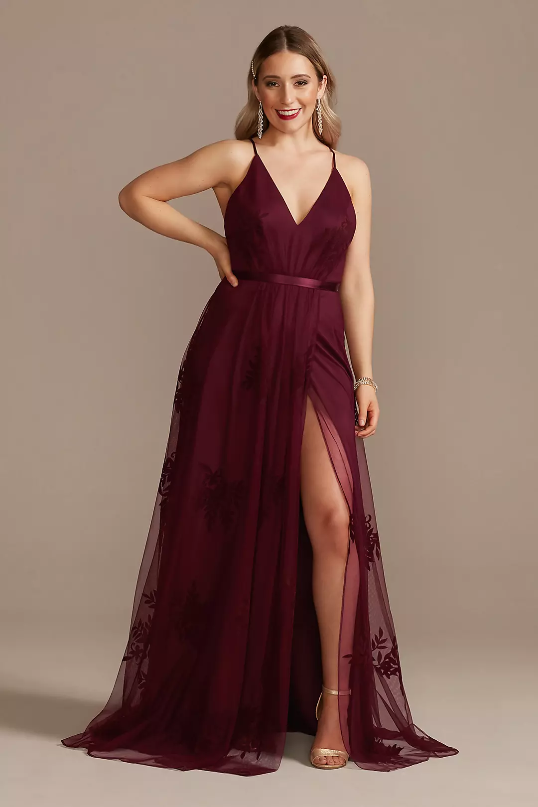 Flocked Tulle Low-Back Dress - Image 8